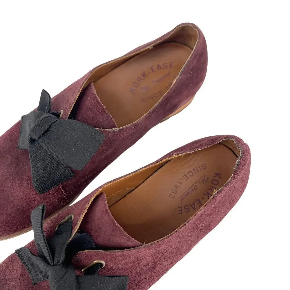 Kork-Ease Beryl Bow Suede Oxford in Burgundy Size 8.5
